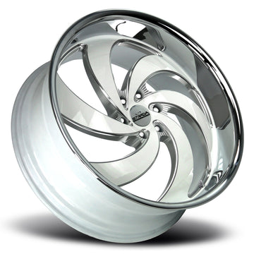 Strada Street Classics Retro 6 Gloss White Milled Stainless Steel Lip Wheel