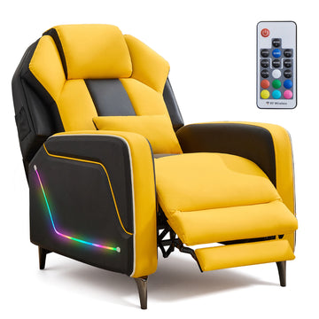 TCGBKAF LED Gaming Recliner Chair Ergonomic Video Game Reclining Chair with Footrest Lumbar