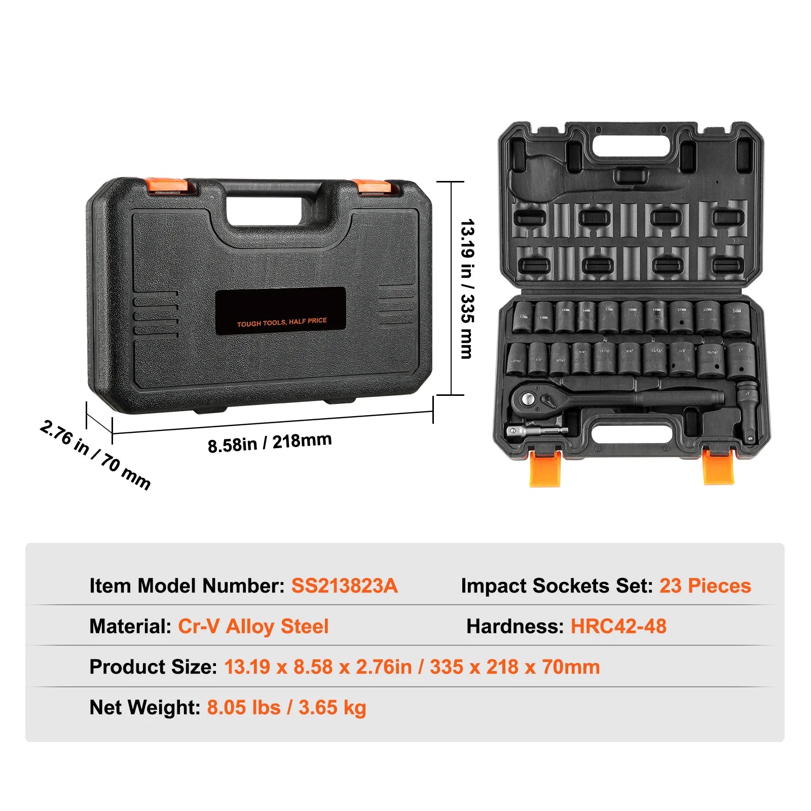 SucceBuy 23/33/34/48-Piece SAE & Metric Deep Impact Socket Set – product detail 7