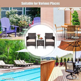 3-Piece Outdoor Wicker Patio Set with Cushions & Glass-Top Coffee Table – product detail 6