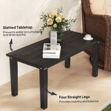 HDPE Slatted Outdoor Coffee Table, Rectangle Patio Table in Black – product detail 5
