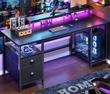 51-Inch Reversible Computer Desk with LED Lights, Power Outlet & File Cabinet – product detail 7