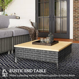 PE Rattan Outdoor Side Table with Wood Top – product detail 4