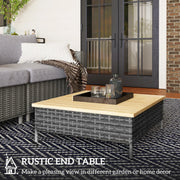 PE Rattan Outdoor Side Table with Wood Top – product detail 4