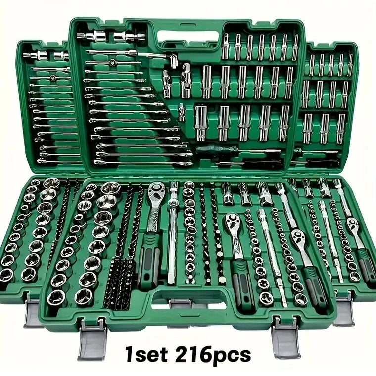 216-Piece Professional CR-V Mechanics Tool & Socket Set