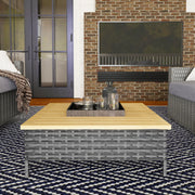 PE Rattan Outdoor Side Table with Wood Top – product detail 8