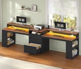 96.6-Inch Two-Person Gaming Desk with LED Lights, Power Outlets & Storage – featured product image
