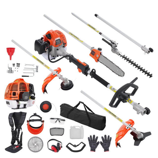 SucceBuy 33cc 6-in-1 Gas Trimmer, Brush Cutter, Pole Saw & Hedge Trimmer