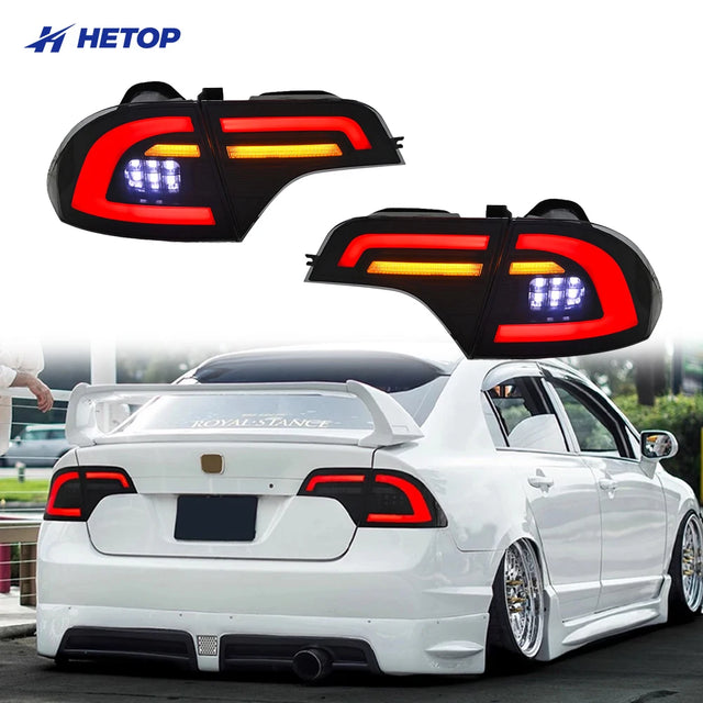 HETOP LED Tail Lights for Honda Civic 2006–2011 Rear Brake Stop Light Daytime Running Lamps Taillamp
