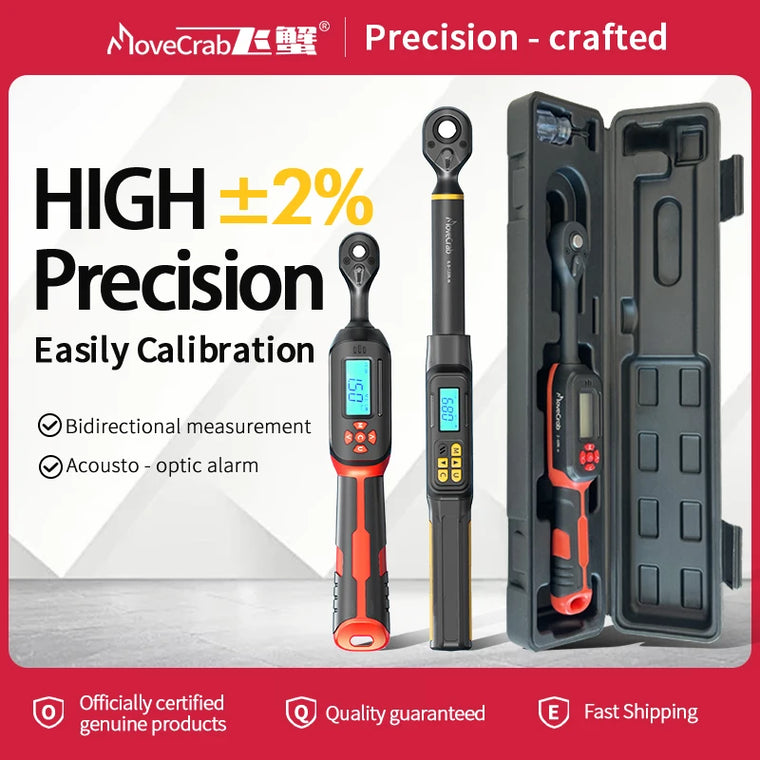 MOVECRAB Digital Torque Wrench with LED & Buzzer, 3–340 N·m