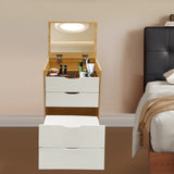 2-in-1 Compact Vanity Nightstand with Flip Mirror, Stool & 3 Drawers – product detail 4