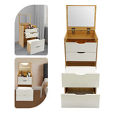 2-in-1 Compact Vanity Nightstand with Flip Mirror, Stool & 3 Drawers – product detail 7