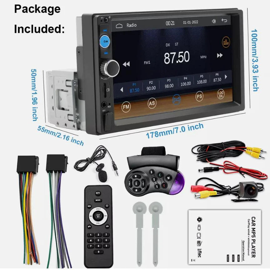 Universal 7-Inch Single-DIN Touchscreen Car Stereo with CarPlay & Camera – product detail 7