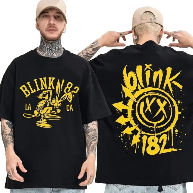 Blink 182 World Tour Fashion T-Shirt Round Neck Follower Gifts for Men and Women Top Cotton