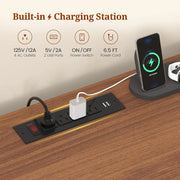 96.6-Inch Two-Person Gaming Desk with LED Lights, Power Outlets & Storage – product detail 3