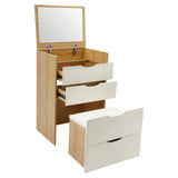 2-in-1 Compact Vanity Nightstand with Flip Mirror, Stool & 3 Drawers – product detail 9