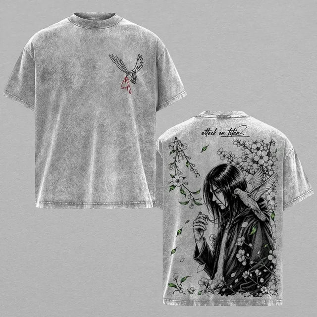 Hot Anime Attack on Titan Mikasa Ackerman Print T-Shirt Men Women Clothing Cotton T-Shirt Retro