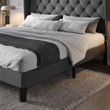Modern Fabric Upholstered Platform Bed Frame
