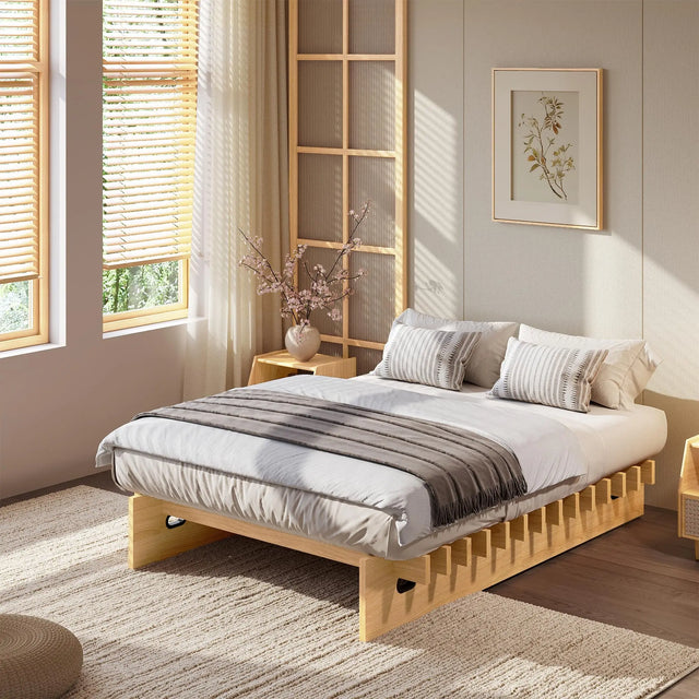 Wood Platform Bed Frame Twin Full Queen King, Low Profile Bed Frame No Headboard