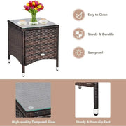 3-Piece Outdoor Wicker Patio Set with Cushions & Glass-Top Coffee Table – product detail 5