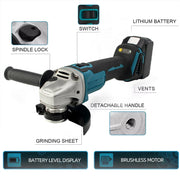 125mm Brushless Angle Grinder & Impact Wrench Combo Kit for Makita 18V Batteries – product detail 4
