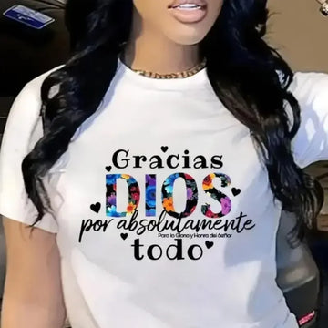 Women's Gracias Dios Cotton Graphic T-Shirt
