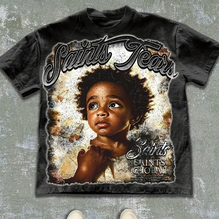 Men’s Saint’s Tears Graphic T-Shirt – Casual Short Sleeve