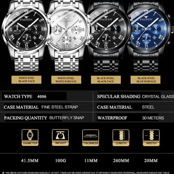 Color: Black - BINBONG Men Watches 2023 Top Brand Luxury Waterproof Date Clock Male Steel Strap Cas
