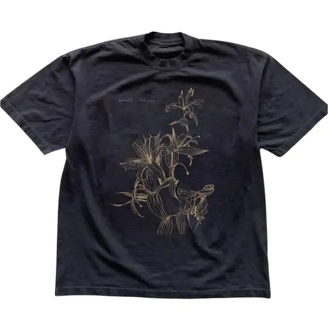 Floral Line Art T-Shirt, Flower Shirt, Natural Tee