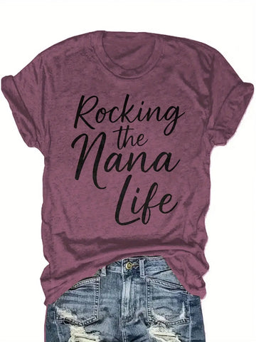 Plus size women's short sleeve T-Shirt Rocking The Nana Life breathable fabric