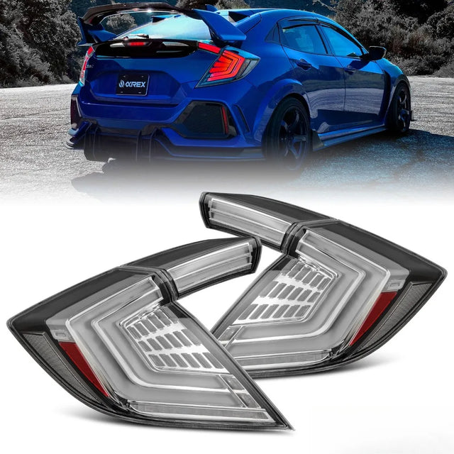 Fit 2016–2021 Honda Civic Hatchback NOVA-Series LED Tail Lights Chrome 2-Piece