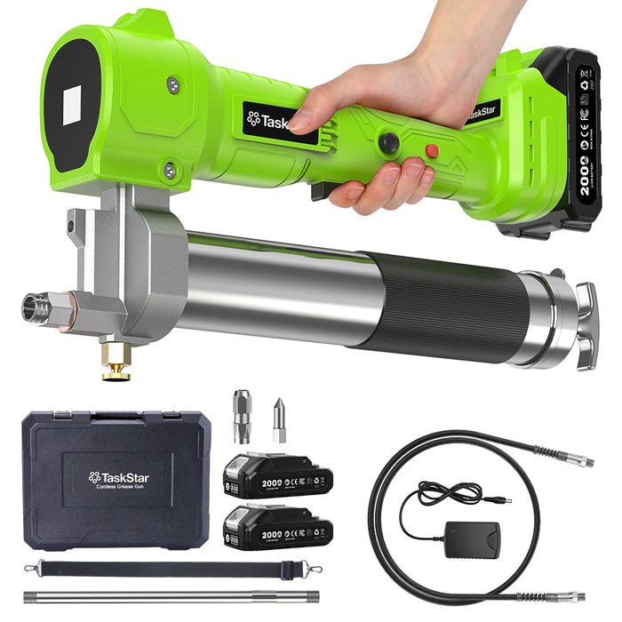 TaskStar 14 oz Cordless Grease Gun with 40-Inch Hose & LED Work Light