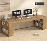 96.6-Inch Two-Person Gaming Desk with LED Lights, Power Outlets & Storage – product detail 8
