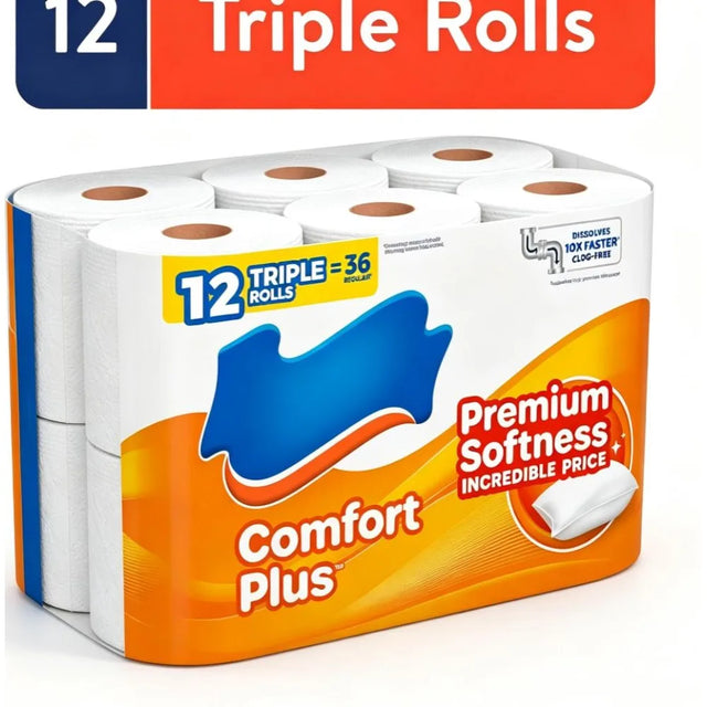 Septic-Safe Triple Roll Toilet Paper, 12 Rolls
