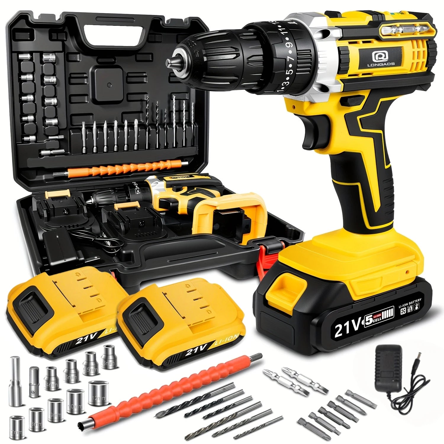 21V Cordless Drill/Driver Kit with 2-Speed Control, LED & Battery Options – featured product image