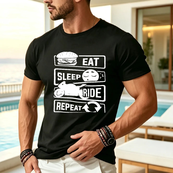 Men’s Cycling Graphic T-Shirt – Casual Short-Sleeve Tee