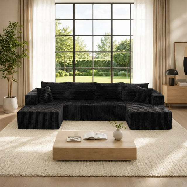 132in Modular U-Shaped Sectional Sofa with Double Chaise Lounges