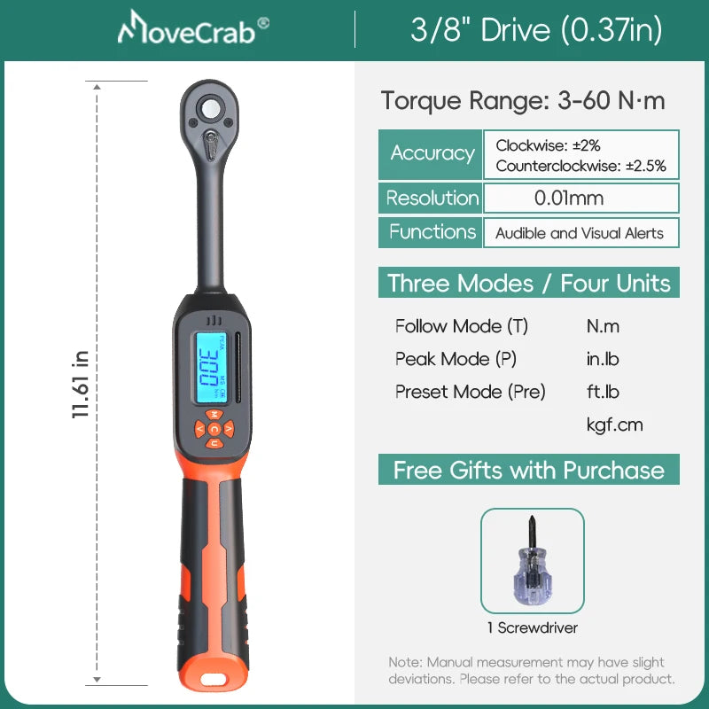 MOVECRAB Digital Torque Wrench with LED & Buzzer, 3–340 N·m – product detail 7