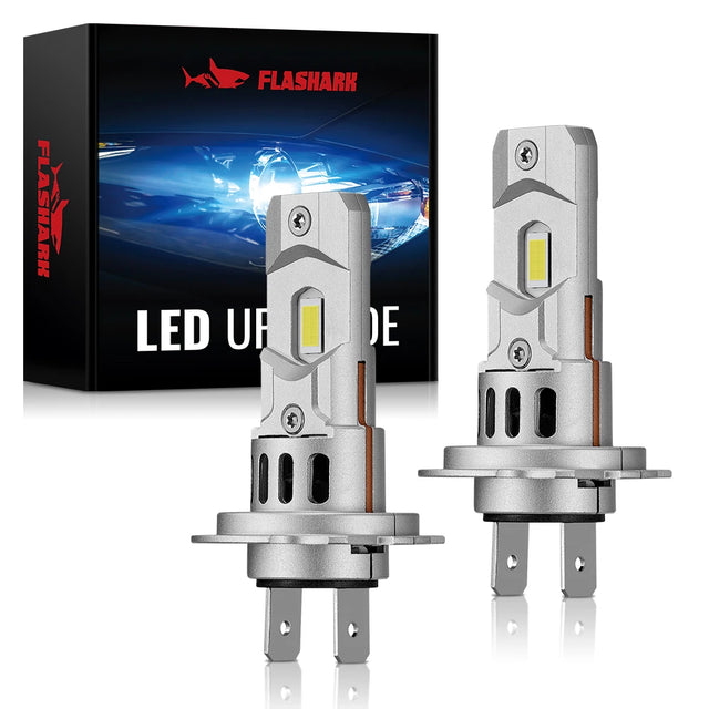 2-Piece H7 80W LED Headlight Bulbs 6500K Super Bright 24000LM IP67 1:1 Mini Size Design Plug&Play Car high low beams Light