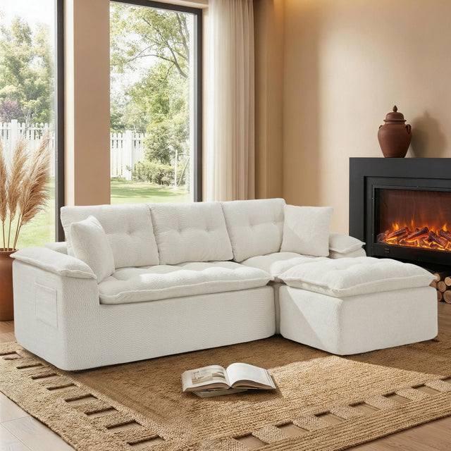 Korser 110" Modern L Shape Boneless Cloud Sectional Sofa