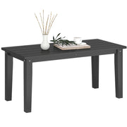 HDPE Slatted Outdoor Coffee Table, Rectangle Patio Table in Black – product detail 2