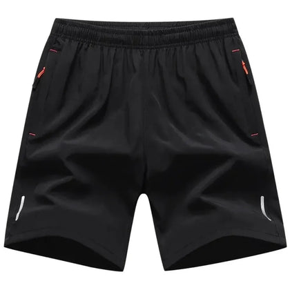 2 Pack Men Summer Thin Sports Shorts Elastic Waist Zipper Pocket Casual Cargo Bermuda Jogger