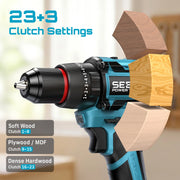 SEESII 21V Brushless Cordless Drill & Impact Driver Kit with Two Batteries – product detail 3