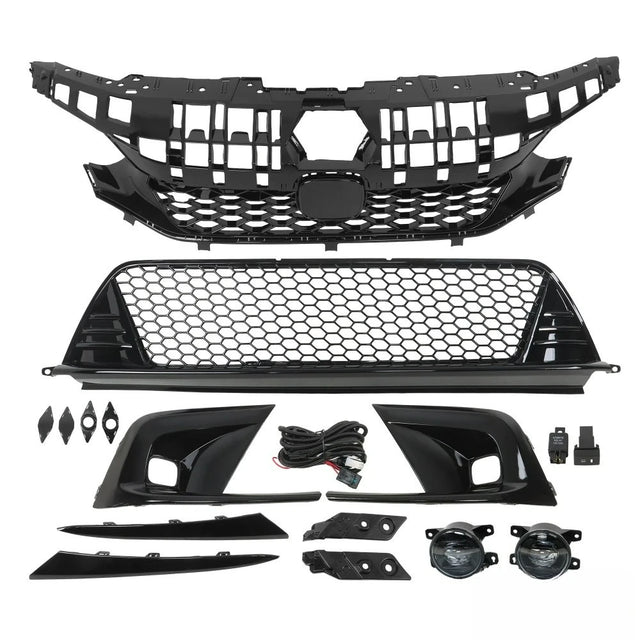 9-Piece Upper Lower Grille + LH&RH Fog Light Kits For Honda Civic Type-R 2022–2024
