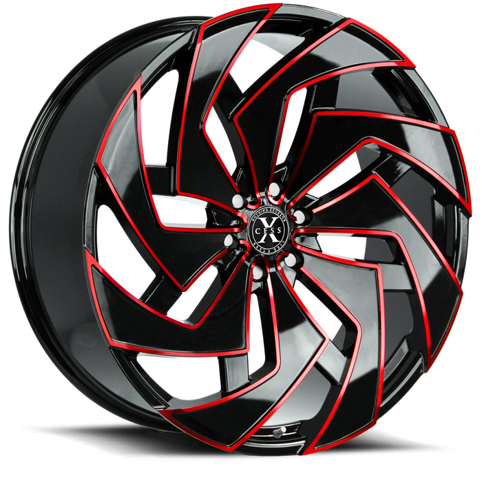 Xcess X04 Gloss Black Candy Red Milled Wheel