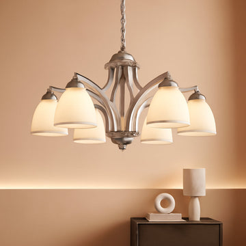 Brushed Nickel 6Light Farmhouse Chandelier Milk Glass – Chandliers