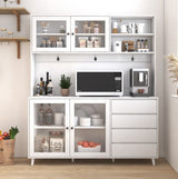 63-Inch Freestanding Kitchen Pantry Hutch with Microwave Shelf