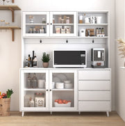 63-Inch Freestanding Kitchen Pantry Hutch with Microwave Shelf