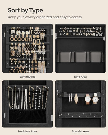 Mirror Jewelry Cabinet Armoire Wall Mounted Lockable – Storage & Organization