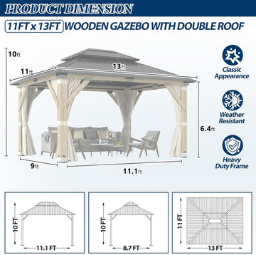 11 x 13 ft Heavy-Duty Weatherproof Gazebo